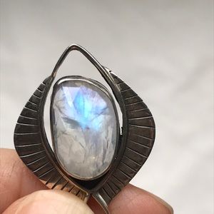 Rainbow Moonstone 925 sterling silver pendant